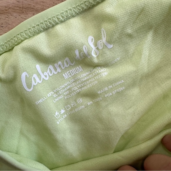 Cabana del Sol neon bright lime green 2 piece swimsuit - Picture 4 of 5